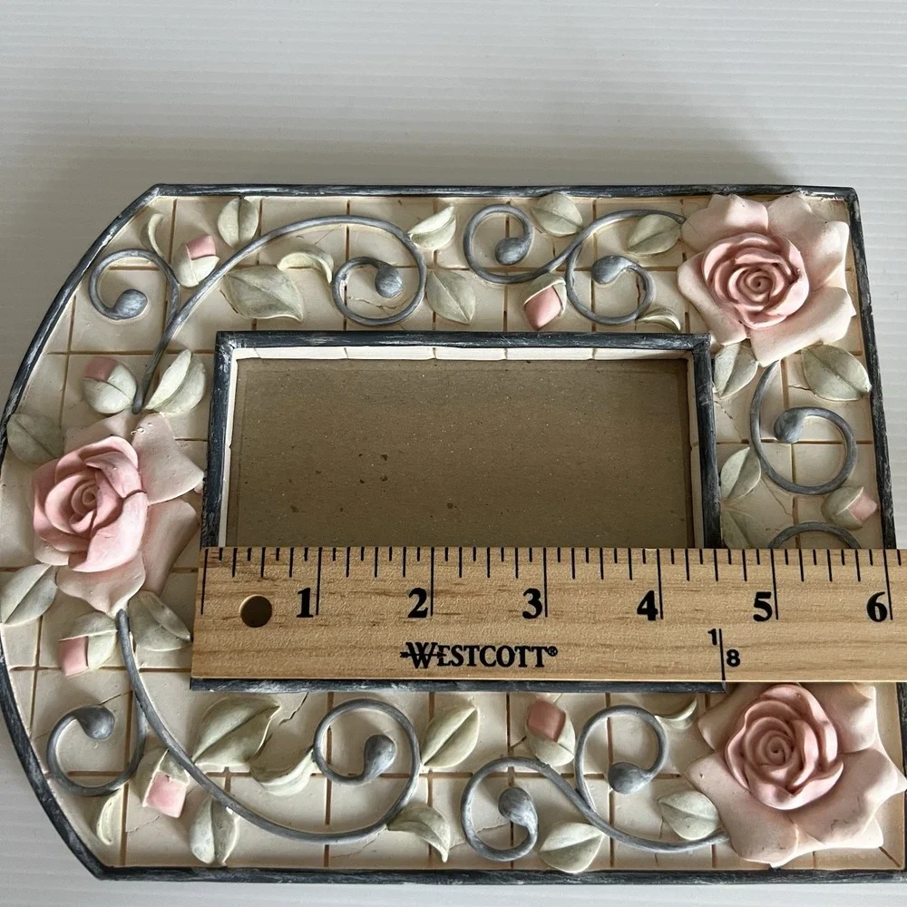 Vintage Shabby Chic Picture Photo Frame Pink Roses Cottagecore